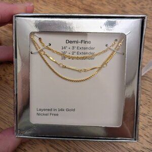 3-in-1 Demi-Fine Delicate Gold Necklace